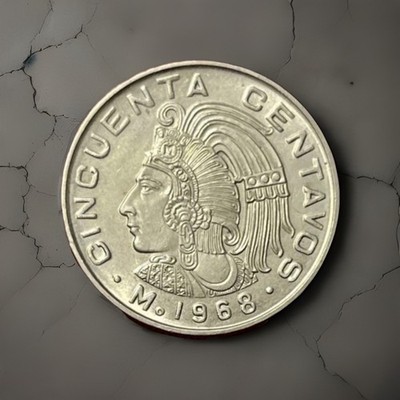 1968 Mexico 50 Centavos UNC Copper-Nickel Coin 🇲🇽 KM#451