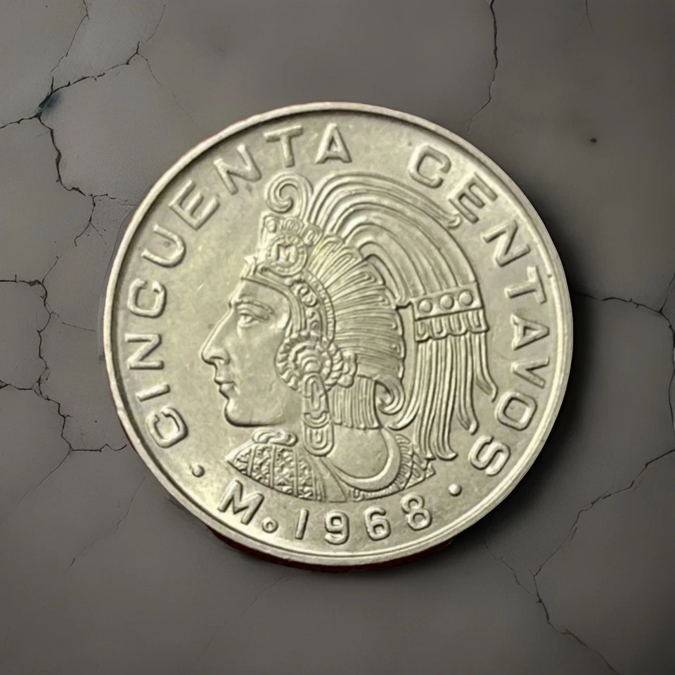 1968 México 50 centavos UNC moeda de cobre-níquel 🇲🇽 KM#451 linda - Imagem 3 de 4