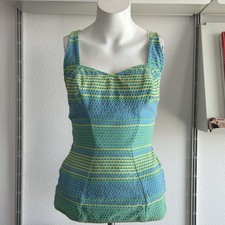 Vintage 50s Catalina Stripped Knit Mod Pin Up Patterned Cotton Swimsuit