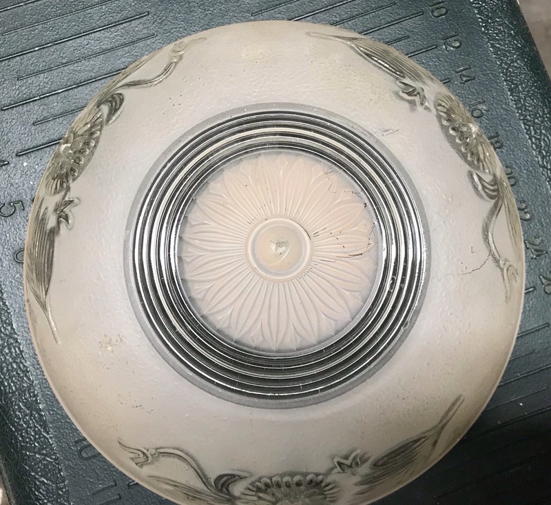 Vintage Glass Ceiling Light Shade/Globe Cover Floral Pattern 10.25"