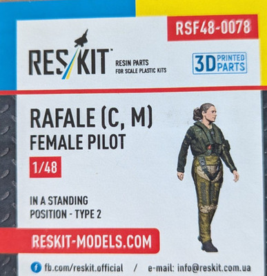 ResKit RSF48-0078 - 1:48  Rafale (C/M) Female Pilot.  Resin 3d Druck