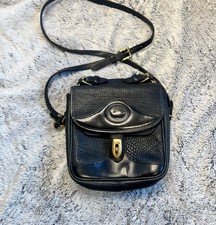 Vintage Dooney And Bourke Pebbled Black Leather Square Crossbody Made In USA