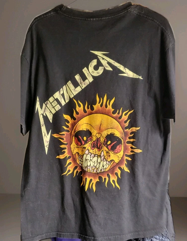 Vintage Metallica Band T-Shirt 1994 Large Men's Flaming Skull Sun Tenessee River - Image 4 of 4