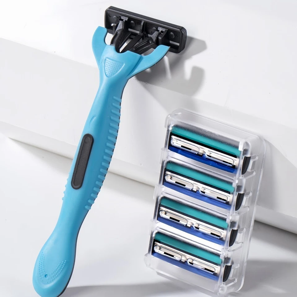 Men's Shaving Razor Blades 3-Blades Refills 1 Handle 9 Cartridges Shaving Bundle - Image 3 of 4