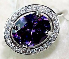 4CT Amethyst  White Topaz 925 Sterling Silver Ring Jewelry Sz 6 UB3-9