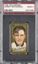1911 T205 GOLD BORDER CHRISTY MATHEWSON PSA 2
