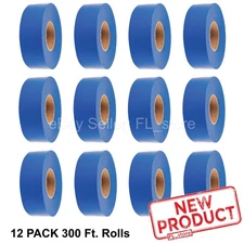 12 PACK Rolls Hanson 17023 300 Feet Blue Vinyl Flagging Tape Marking Ribbon NEW