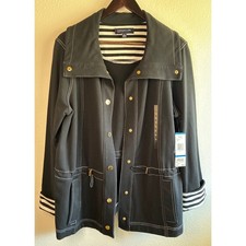 JONES NEW YORK NWT Utility Jacket Black w/Gold Hardware Snap Front 1X