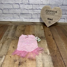 PET APPAREL PINK & WHITE STRIPE DRESS Puppy/Dog MEDIUM Crown Rhinestone NWT