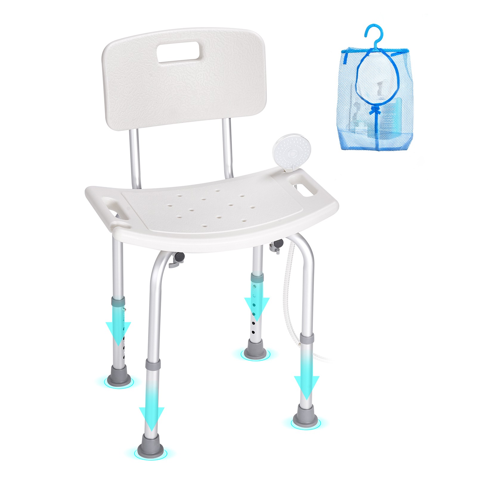Siège de douche robuste 158 kg en aluminium réglable avec assise antidérapante