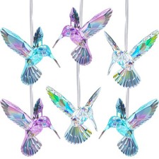 6 Pcs Christmas Hummingbird Ornaments Hanging Acrylic Decor