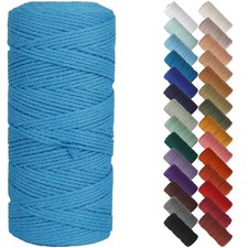 Lake Blue Macrame Cord 2mm x 220 Yards 100 Cotton Rope for Wall Hangings