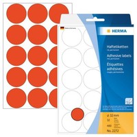 Herma 2272 Vielzwecketiketten Farbpunkte 32Mm Rund Papier Matt 480 StüCk Rot