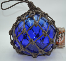 VINTAGE GLASS FISHING FLOAT IN COBALT BLUE