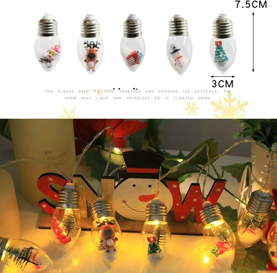 Christmas Tree String Light -10 LED Vintage Xmas Bubble Lights,6Ft Battery - Image 4 of 4