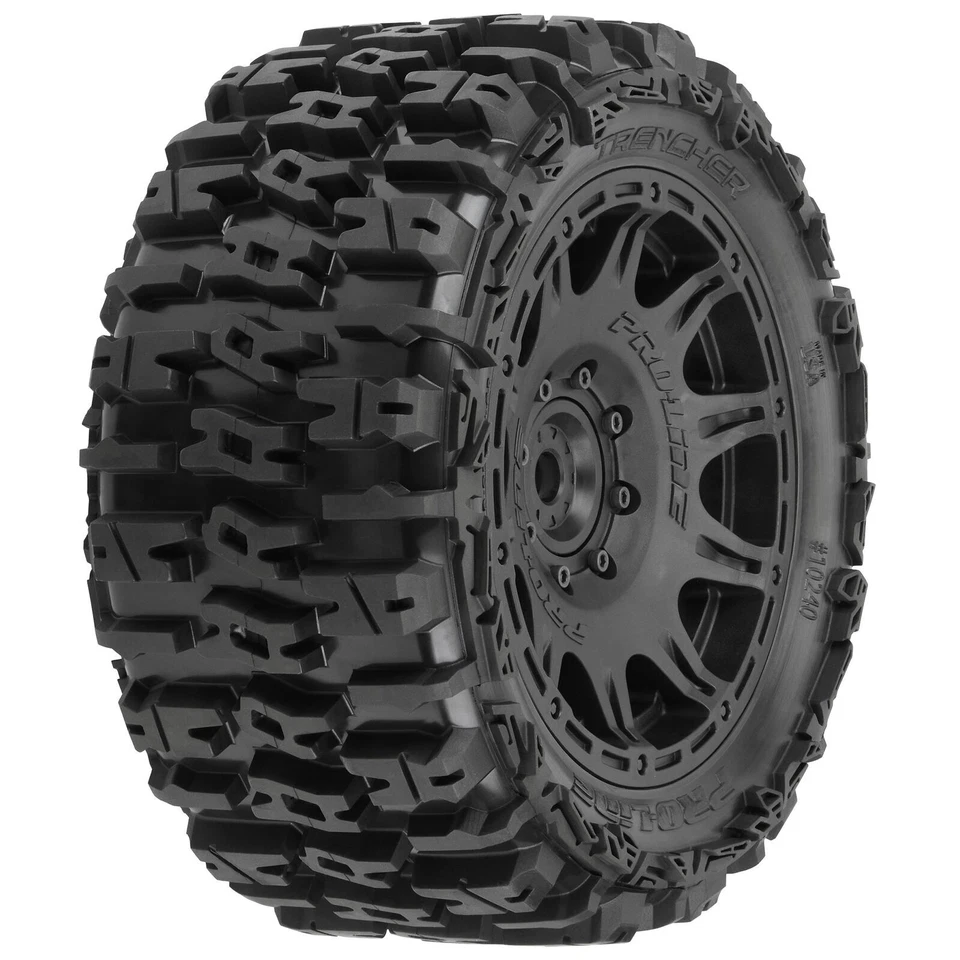 Pro-Line PRO1024010 1/6 Trencher F/R Tires Mounted w/ Raid 5.7" Black Wheels (4) - Image 2 of 4
