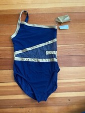 Vintage Gottex NOS Crete 12 Navy Gold Swim Suit RARE One piece Asymmetrical arm