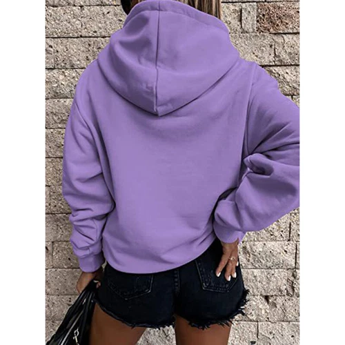 Ladies Loose Fit Long Sleeve Pullover Women Fall Warm With Pocket Hooded Tops - Picture 66 of 80