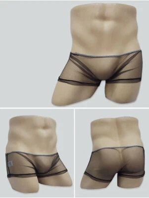 SLIP VIRIL M TRANSPARENT NOIR SEXY HOMME BLACK DESSOUS UNDERWEAR MAN MANN - Photo 1/4
