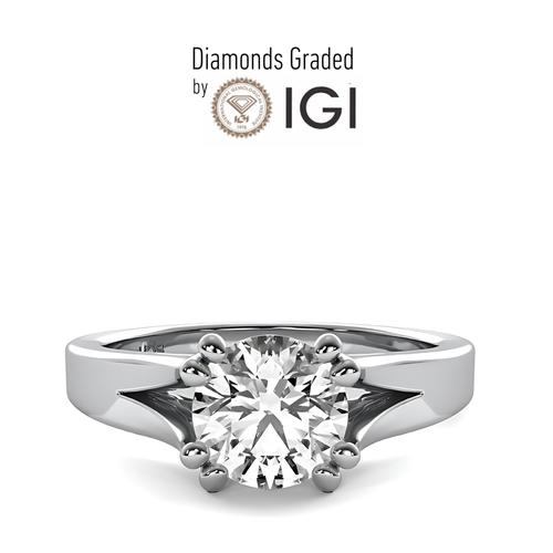 IGI 3.01 CT E VVS2 Lab Grown Round Diamond Engagement Ring 18k White Gold - 第 1/4 張圖片