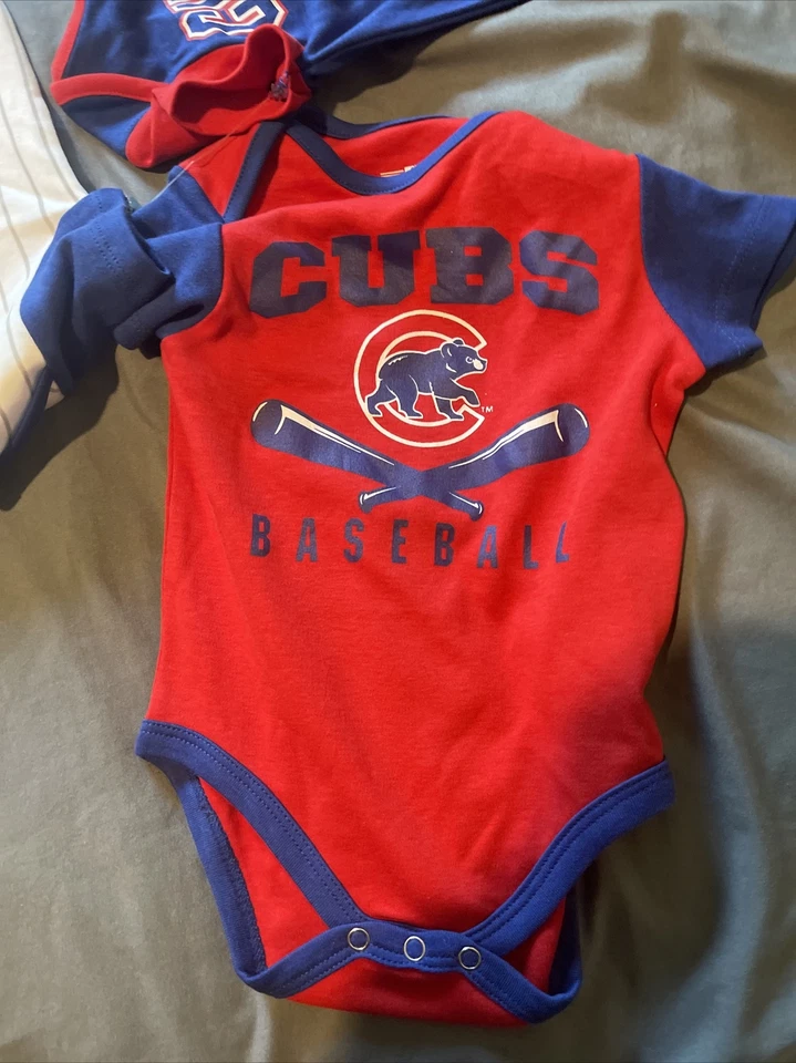 Body de 3 piezas "bates de béisbol" Chicago Cubs MLB béisbol bebé varias tallas Foto 2 de 4