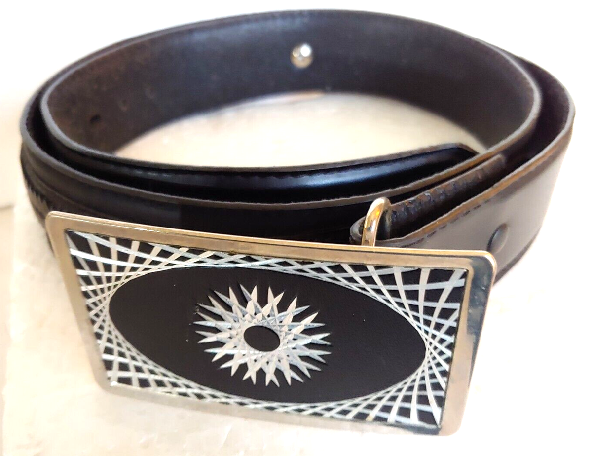 Leather Belt Western Stylish Black Cream Belt Silver Accents Women’s 32-36 men $_57.PNG?set_id=880000500F main image 2