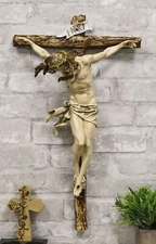 Ebros Large Jesus Christ at Calvary Crucifix INRI Wall Cross Hanging Plaque 20"H
