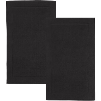 100% Ring Spun Cotton Bath mat Set- High Absorbent, Banded Design (Pack of 2)