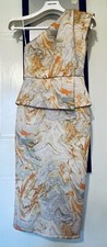 ASOS Marble Print One Shoulder Midi Dress Size 10