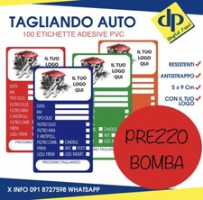 100 Etichette ADESIVI Tagliando Auto PERSONALIZZATI - Cambio Olio Adesivo 5x9 cm