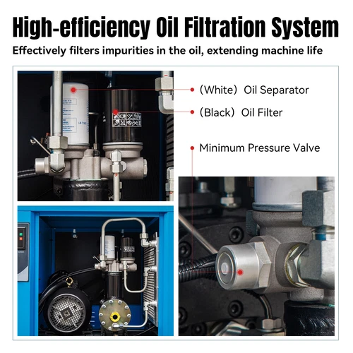 460V 3Ph 10HP 125PSI Rotary Screw Air Compressor w/ Vertical ASME 60 Gallon Tank - Picture 6 of 12