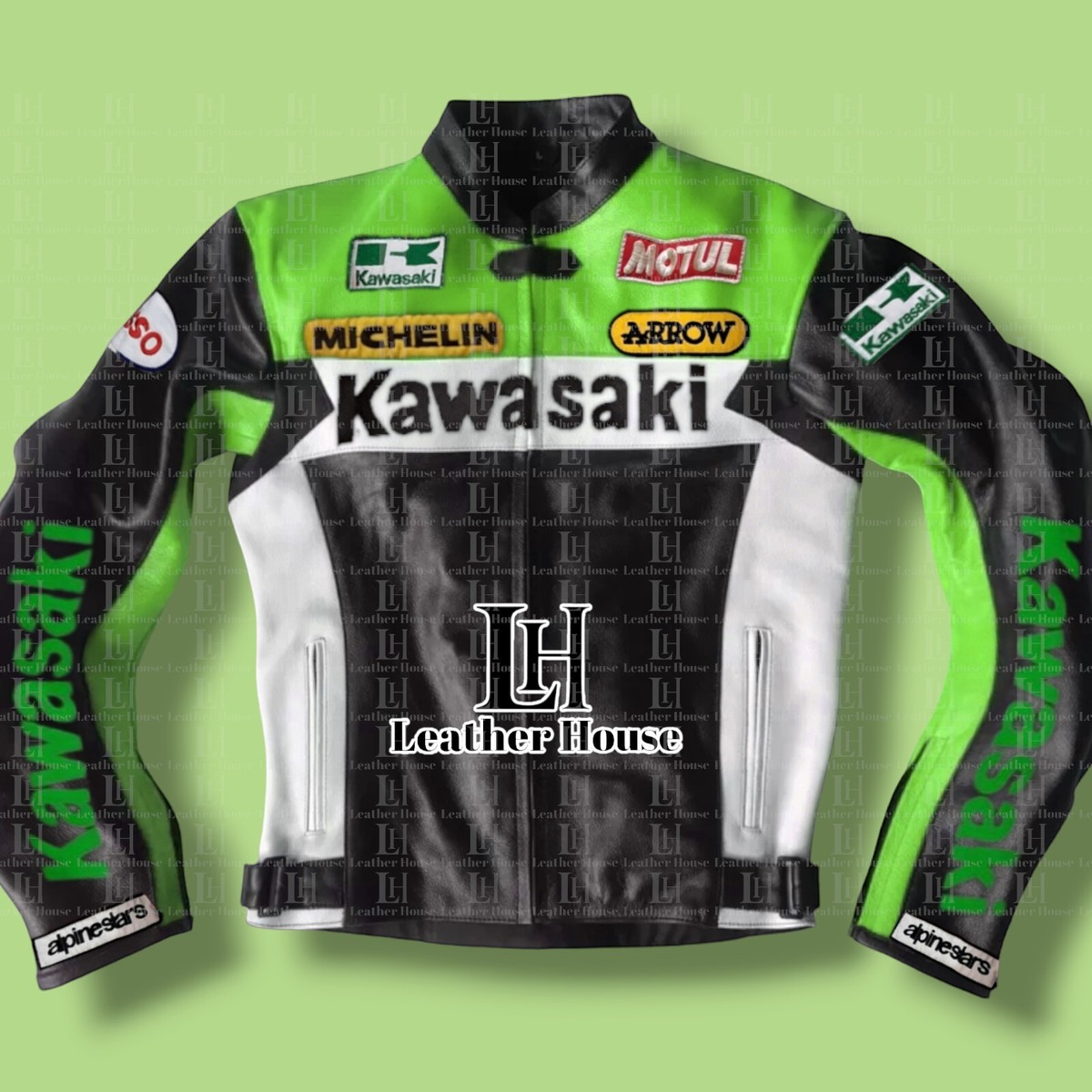 Men Kawasaki Leather Jacket Vintage Rarer Racing Motorcycle Men Kawasaki Leather Jacket Vintage Rarer Racing Motorcycle
