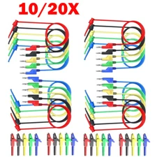 10/20x Test Hook Clip To 4mm Stackable Banana Plug Test Lead With Alligator Clip