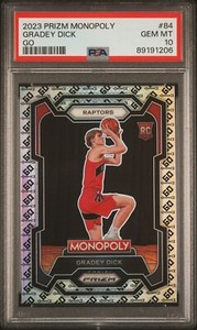 2023-24 Prizm Monopoly Gradey Dick GO Space Rookie SP PSA 10
