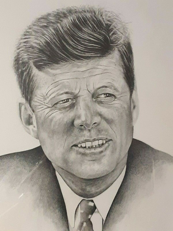 President John F. Kennedy, Pencil/Conte Portrait 