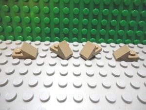 Lego 4 Dark Tan 2x1 Slopes 45 degree with cut out brick block NEW | eBay