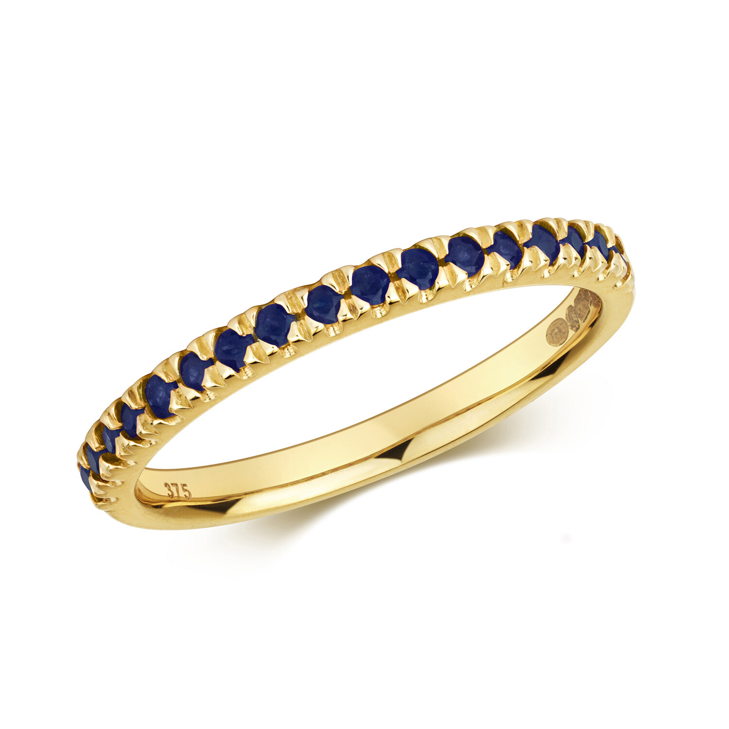 Bague Femme Or Jaune 9 Carats Saphir Cadeau Anniversaire et Fiançailles