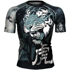 FX-366 NIGHT TIGER Skin Compression Base layer MMA Rash guard BJJ Water Sports