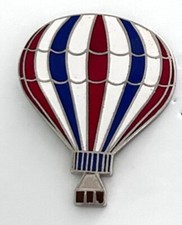 Vintage Hot Air Balloon Enamel Lapel Pin Red White Blue