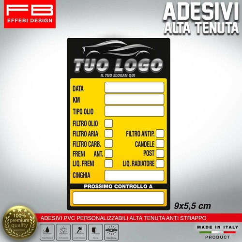 Etichette Adesivi Tagliando AUTO PVC Resistenti Cambio Olio PERSONALIZZABILI - Picture 4 of 7