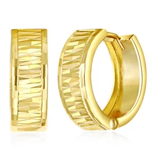 Wellingsale 14k Yellow Gold 5mm Huggies Hoop Earrings (15mm Diameter)