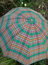 Vintage 1960's Plaid Umbrella Nylon USA Wonderful 