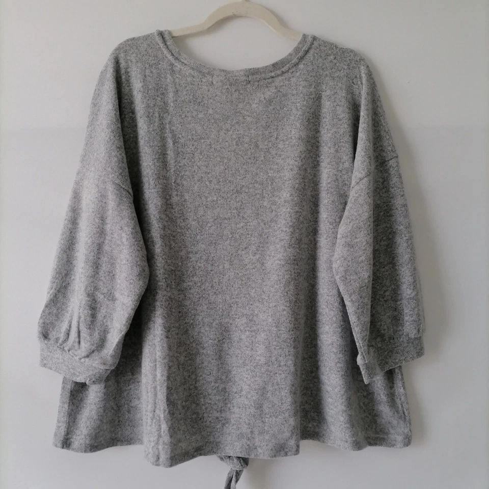 Женский серый кружевной свитер Adrienne Vittadini через плечо размер 2X - Изображение 4 из 4