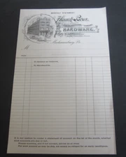 Old c.1890 - HAUCK BROS. - Billhead Document - Mechanicsburg PA. - Hardware