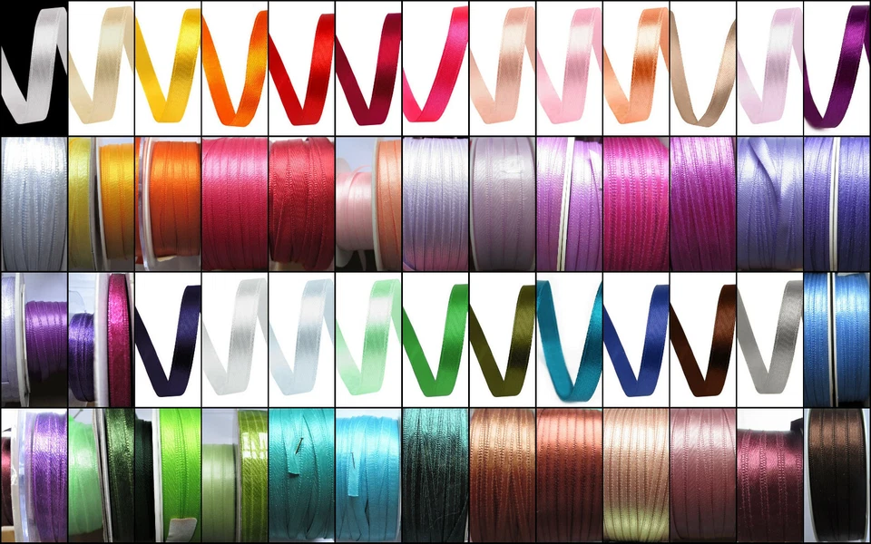 MARKENLOS 5 m Satinband (0,24 €/m) 3 o. 6 mm breit Band Borte Satin Schleifenband Dekoband