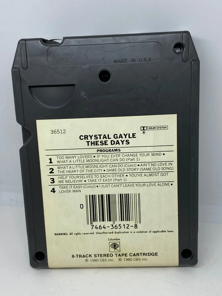 Crystal Gayle These Days 8 Track Tape Foto 2 de 3