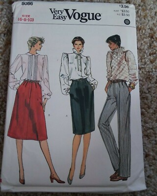 Vogue Misses Skirt Pants Sewing Pattern 8086 Size 6-8-10