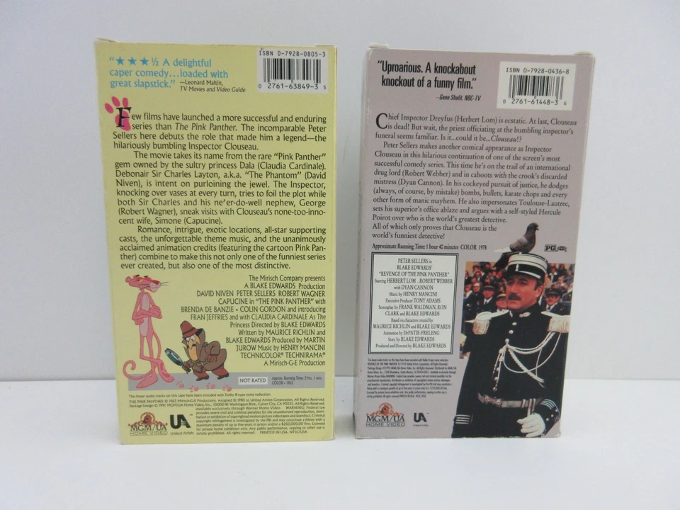 Lot of 2 VHS  The Pink Panther & Revenge Of The Pink Panther - Peter Sellers Foto 3 de 4
