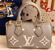Louis Vuitton Nano Speedy Elephant Gray Top Handle 2way Sholder bag Crossbody
