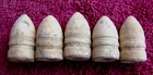 (5) CIVIL WAR SHARPS CARBINE CAVALRY BULLETS w/SMALL CONE BASES (VICKSBURG)